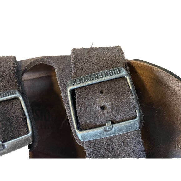 Birkenstock Arizona Sandals Softbed EU 40 260 9 Gray Suede Cork Footbed Slides - Picture 6 of 9